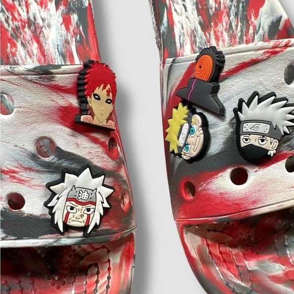 Crocs Classic Marbled Slides Naruto Charms Red Black White Unisex M7 W9 main image 10